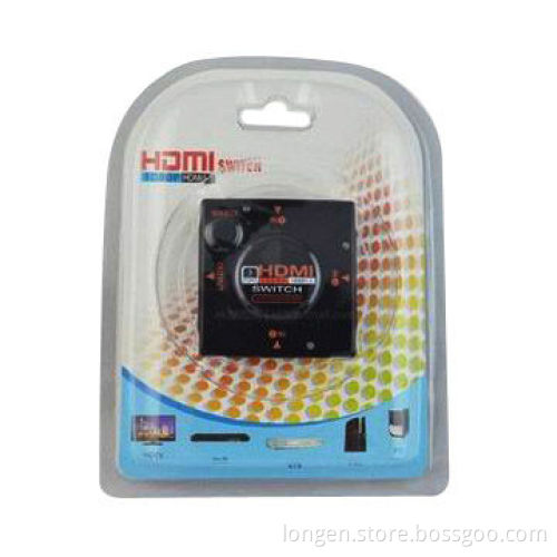 Plastic 3-in-1 HDMI switch, HDMI 1.3, 1,080P resolution